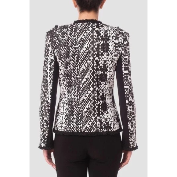 Joseph Ribkoff, Blazer, Black‎ And White, With Black Fringe Trim, Size 8 - Picture 7 of 15